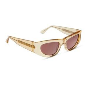 New DIFF The Armorer Womens Golden Crystal Red Tinted Lenses Oval Sunglasses